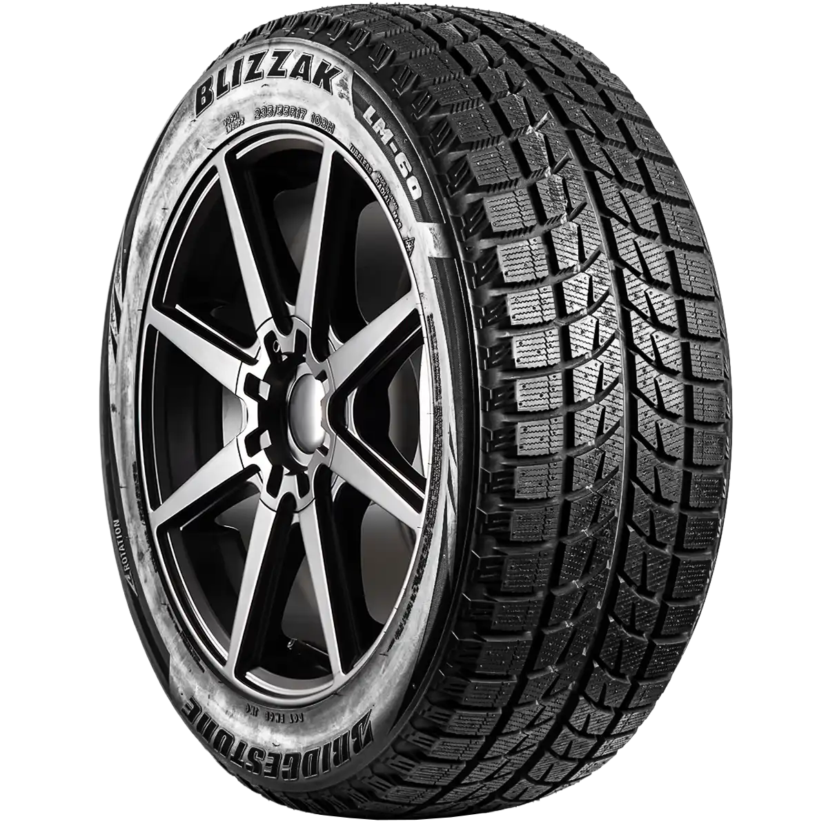 Bridgestone Blizzak LM-60 17" angled tire