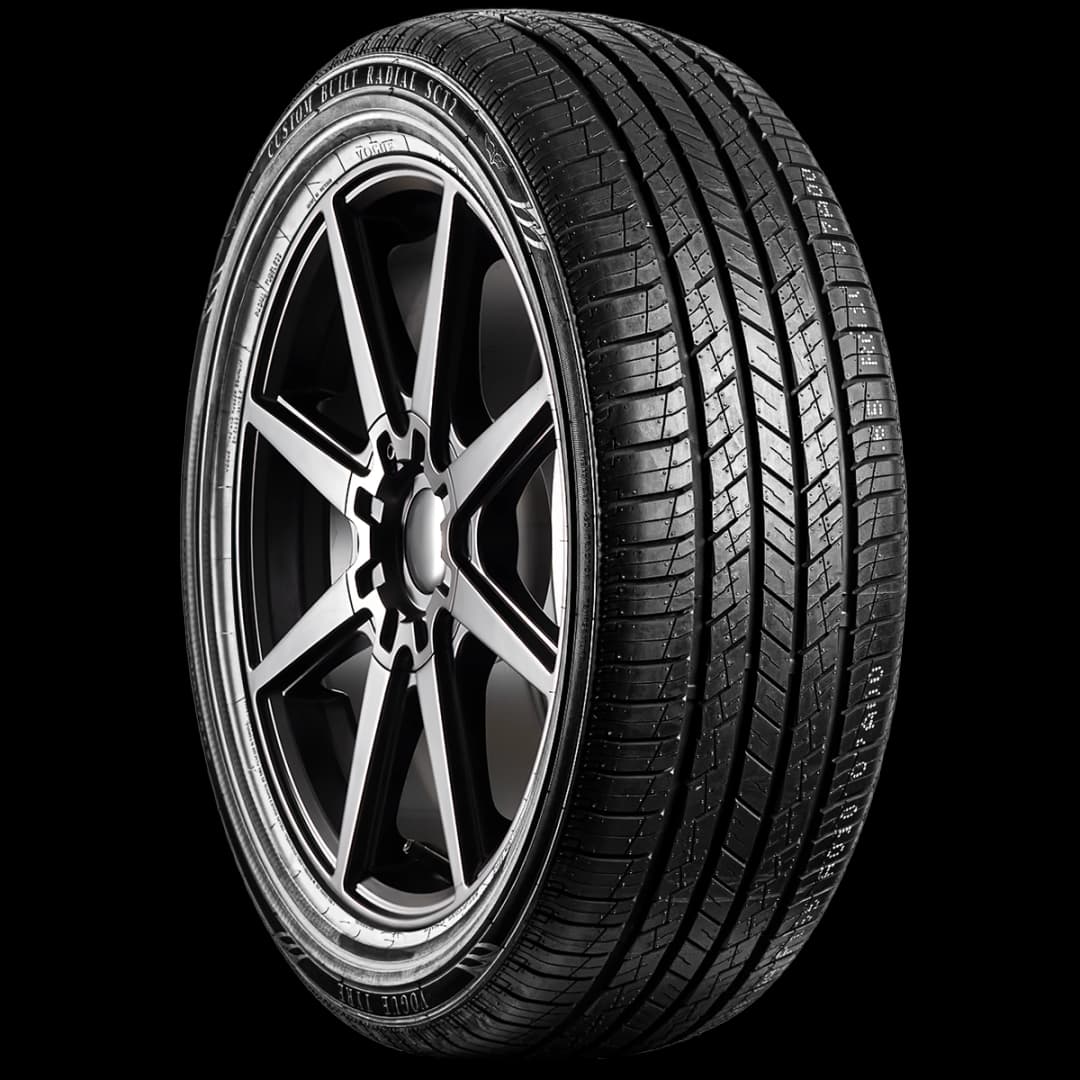 Vogue Custom Built Radial SCT2 Gold Stripe 20" angled tire