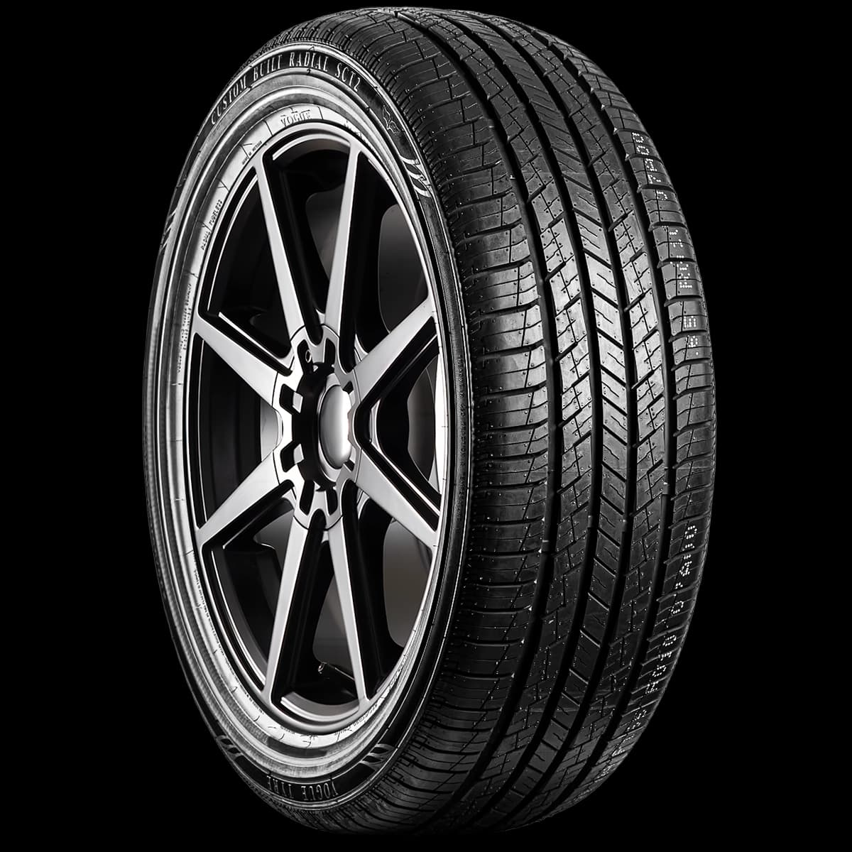 Vogue Custom Built Radial SCT2 Gold Stripe 20" angled tire