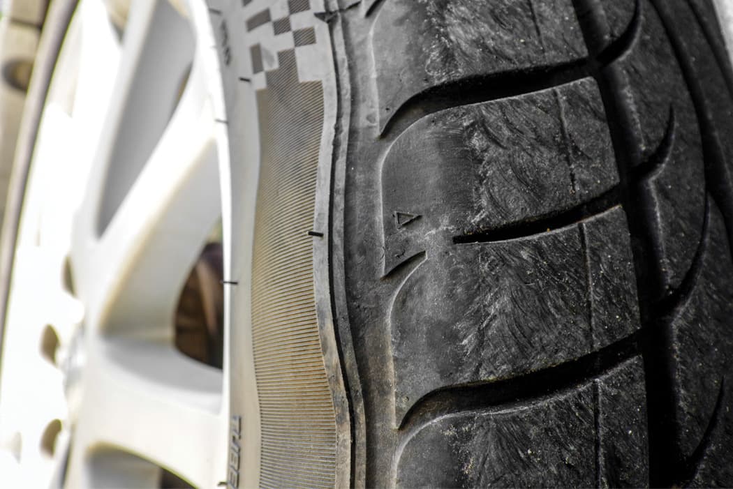 Sidewall damage on tire