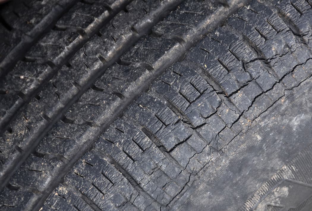 Tire with signs of dry rot