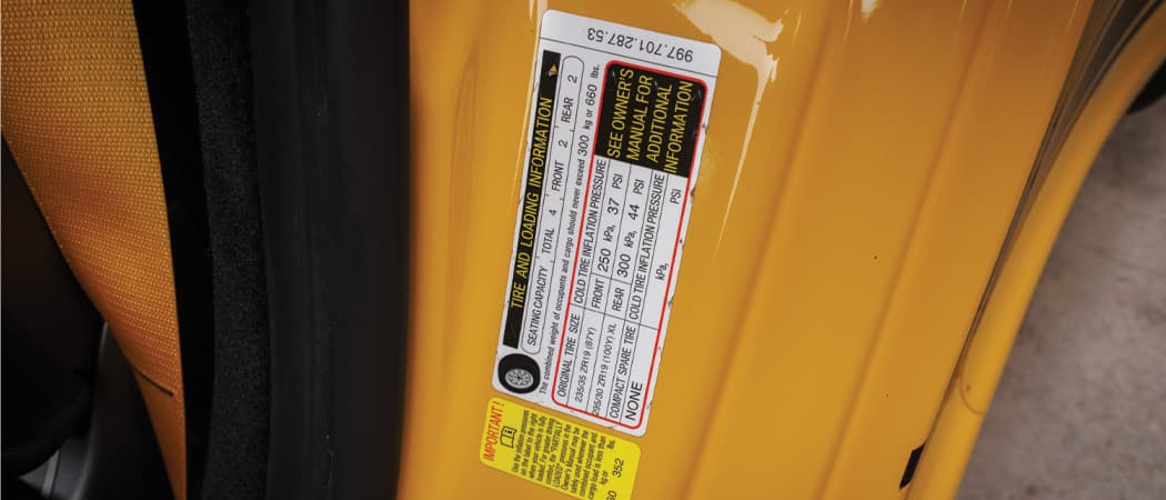 tire pressure safely - door jamb